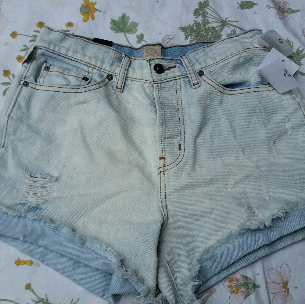 Ripcurl Acid Wash High Waisted Denim Shorts